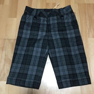 コムサイズム(COMME CA ISM)のコムサイズム チェック ハーフパンツ グレー ブラック クロップドパンツ(ハーフパンツ)