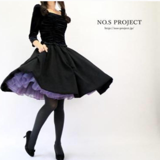 NO.S PROJECT スカート(黒)とパニエ(紫)のセット(ひざ丈スカート)