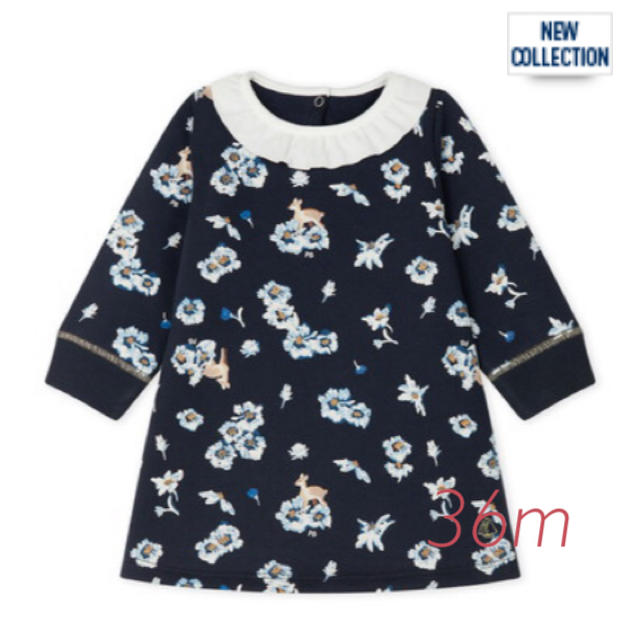 PETIT BATEAU(プチバトー)の♡NK♡様ご専用 プチバトー  2019AW スウェットプリントワンピース キッズ/ベビー/マタニティのキッズ服女の子用(90cm~)(ワンピース)の商品写真