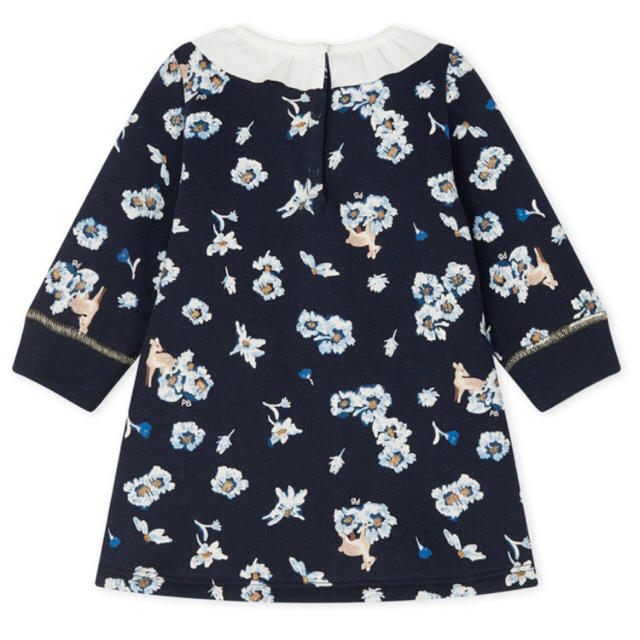 PETIT BATEAU(プチバトー)の2019AW  新品未使用 プチバトー 36mスウェットプリントワンピースバンビ キッズ/ベビー/マタニティのキッズ服女の子用(90cm~)(ワンピース)の商品写真