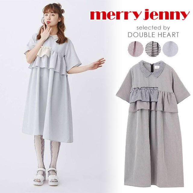 merry jenny(メリージェニー)のmerryjenny ギンガムパッチワークワンピース　フリルワンピース レディースのワンピース(ロングワンピース/マキシワンピース)の商品写真