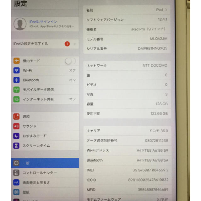 専用 SIMフリー iPad Pro 128ＧB 9.7インチ　シルバー 美品 3