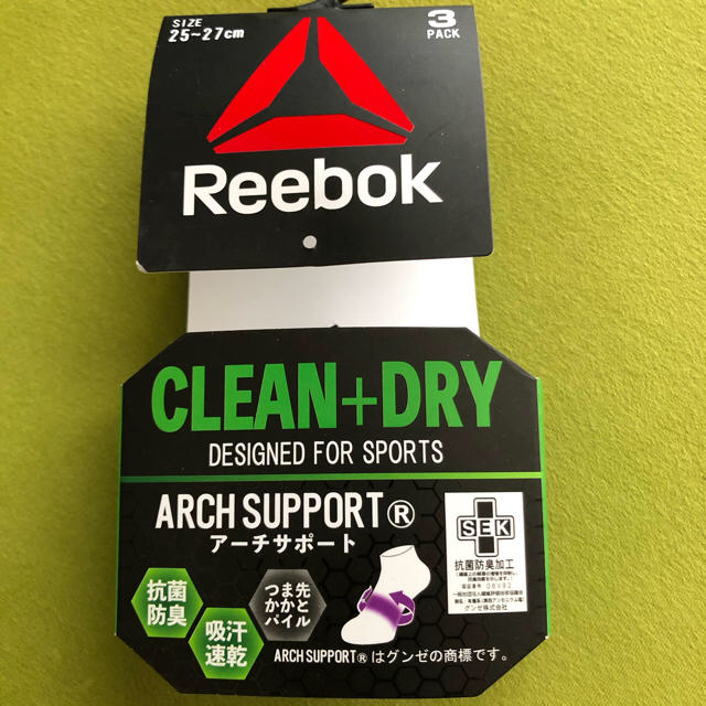 Reebok(リーボック)の【リーボック】NEW‼️CLEAN + DRY メンズ靴下 3足組 RB-5C メンズのレッグウェア(ソックス)の商品写真