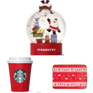 スターバックスコーヒー(Starbucks Coffee)のスタバ☆レッド缶入りブランケット＆スノードームセット(置物)