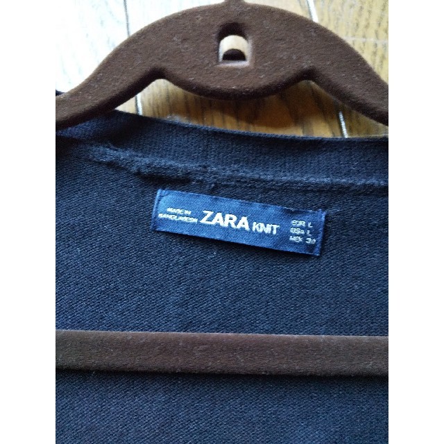 ZARA(ザラ)のザラフェイクレザーコンビカーデLサイズレア🤠 レディースのトップス(カーディガン)の商品写真