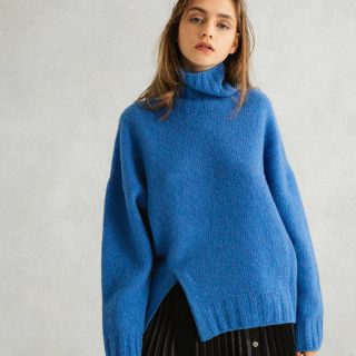 ユナイテッドアローズ(UNITED ARROWS)のカシミヤウールタートルニット　ユナイテッドトウキョウ　ブルー　アシメントリー(ニット/セーター)