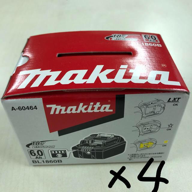 Makita(マキタ)の☆マキタ バッテリー4個　18v 6Ah  急速充電対応  新品☆ スマホ/家電/カメラのスマートフォン/携帯電話(バッテリー/充電器)の商品写真