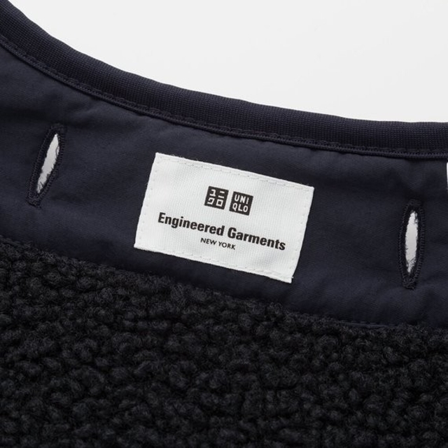 Engineered Garments(エンジニアードガーメンツ)のエンジニアガーメンツ　コラボ　フリースノーカラーコート　ブラックSize-S メンズのジャケット/アウター(ノーカラージャケット)の商品写真