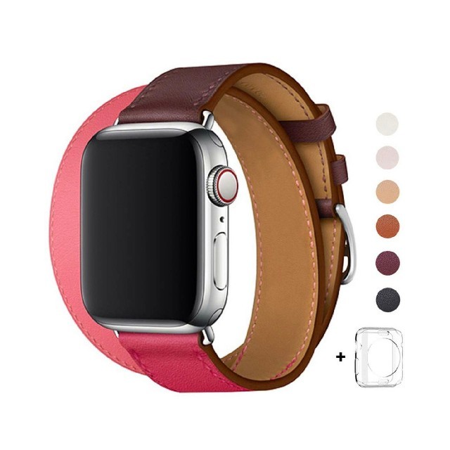 Apple Watch(アップルウォッチ)の本革 42/44 ㎜用 Apple Watch 二重巻きベルト アップルウォッチ スマホ/家電/カメラのスマホ/家電/カメラ その他(その他)の商品写真