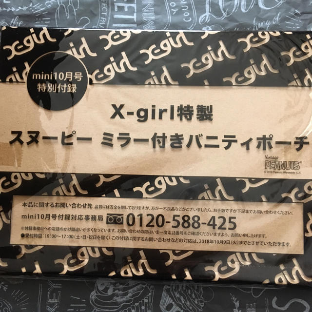 PEANUTS(ピーナッツ)のスヌーピー  ミラー付きバニティポーチ X-girl特製 mini2018年付録 レディースのファッション小物(ポーチ)の商品写真