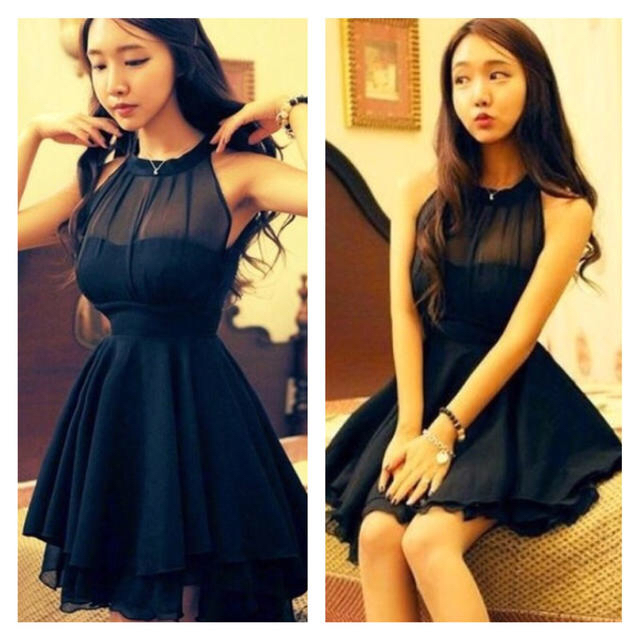 ぐみ様専用♡ブラック♡パーティドレス レディースのフォーマル/ドレス(ミディアムドレス)の商品写真