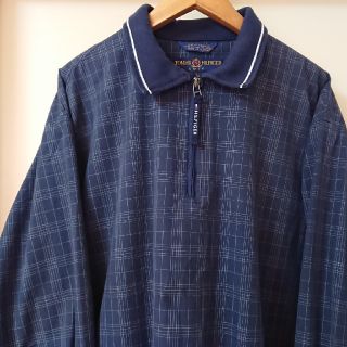 トミーヒルフィガー(TOMMY HILFIGER)の☆US古着ハーフジップ/トミー/チェック/ポリアウター/L(ナイロンジャケット)