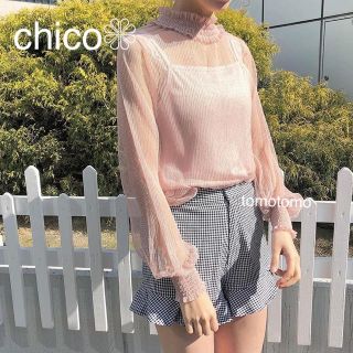 フーズフーチコ(who's who Chico)の新品❁﻿フーズフーチコ ドットチュールハイネックブラウス(シャツ/ブラウス(長袖/七分))