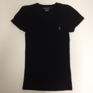 ラルフローレン(Ralph Lauren)のラルフローレンVネックTシャツポロ刺繍黒(Tシャツ(半袖/袖なし))