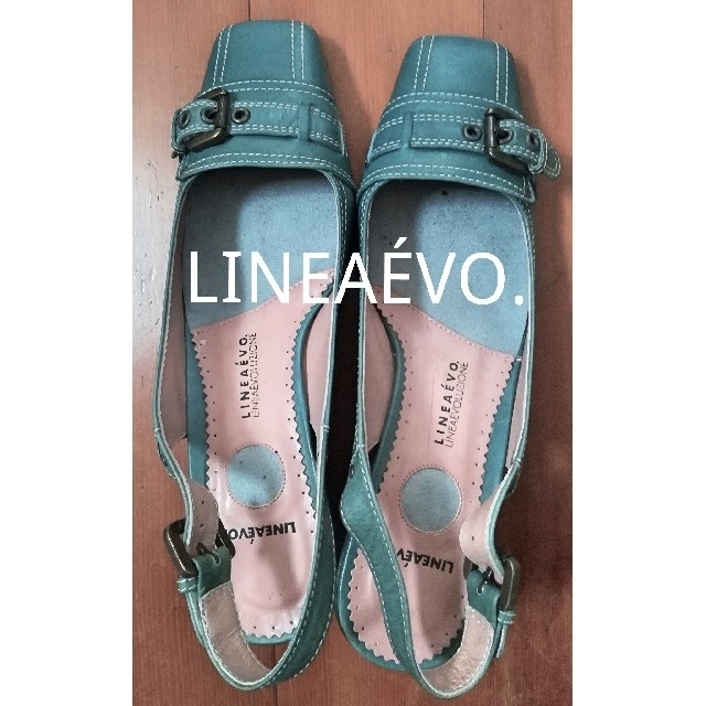 LINEAÉVO. 本革 新品 未使用 美品 ブルーサンダル 23.5cm レディースの靴/シューズ(サンダル)の商品写真