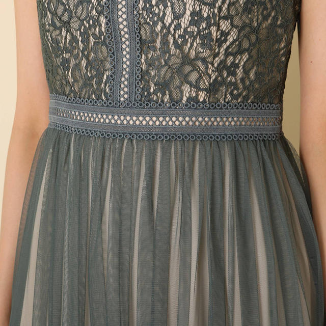 Couture Brooch(クチュールブローチ)のレースチュールミモレドレス 二次会ドレス お呼ばれドレス レディースのフォーマル/ドレス(ミディアムドレス)の商品写真