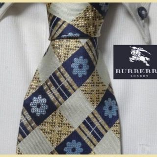 バーバリー(BURBERRY)の美品★バーバリーロンドン★【気品あふれる花柄】高級ネクタイ★(ネクタイ)