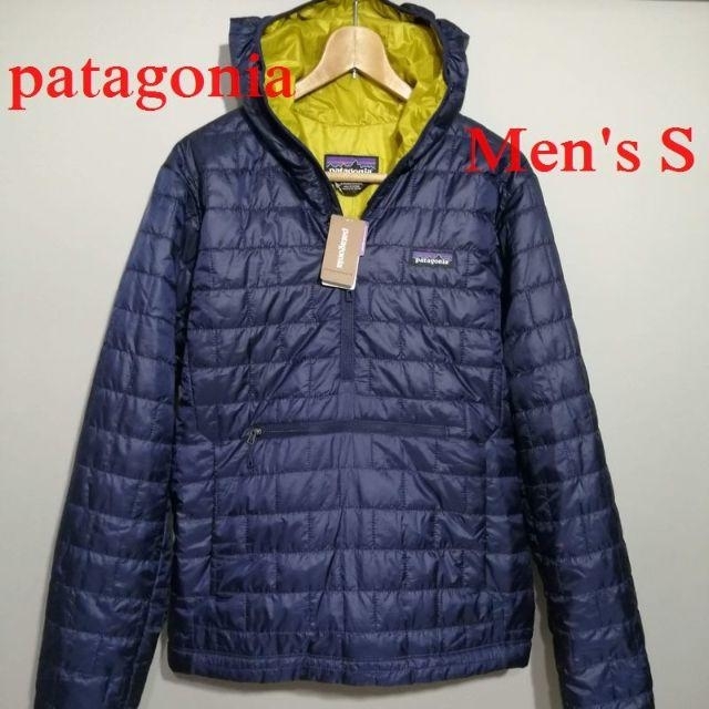 patagonia(パタゴニア)の新品 メンズS パタゴニア ナノ パフ ビビー プルオーバー ネイビー ブルー メンズのジャケット/アウター(ナイロンジャケット)の商品写真