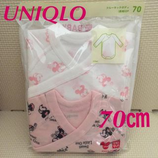 ユニクロ(UNIQLO)のUNIQLO ミニー柄 ボディスーツ長袖 2枚組 70㎝(肌着/下着)