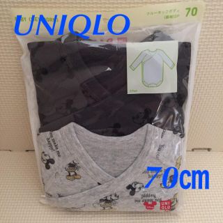 ユニクロ(UNIQLO)のUNIQLO ミッキー柄 ボディスーツ 2枚組 70㎝(肌着/下着)