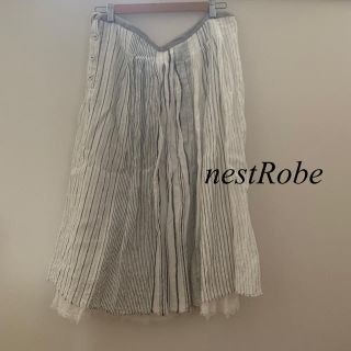 ネストローブ(nest Robe)の新品★ nestRobe★ ランダムストライプ  2重リネンスカート(ロングスカート)