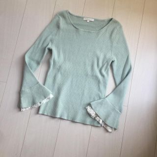 プロポーションボディドレッシング(PROPORTION BODY DRESSING)のプロポーションボディドレッシング ニット グリーン 袖レース サイズ3 ラメ(ニット/セーター)