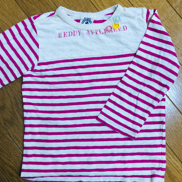 REDDY APPLESEED(レディーアップルシード)のREDDY APPLESEED女の子140 ピンクボーダーカットソー キッズ/ベビー/マタニティのキッズ服女の子用(90cm~)(Tシャツ/カットソー)の商品写真