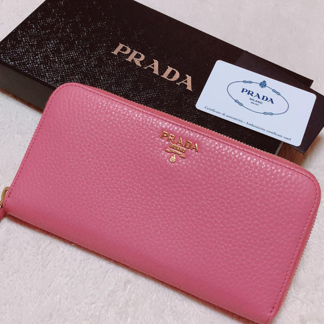 正規品 PRADA VITELLO GRAIN ピンク プラダ財布-