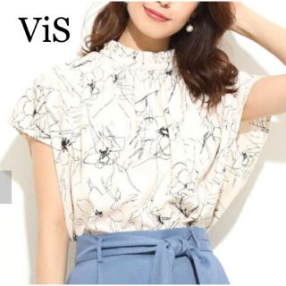 ヴィス(ViS)のViSヴィス【WEB限定】美品アソートスタンドフリルブラウス花柄(シャツ/ブラウス(半袖/袖なし))