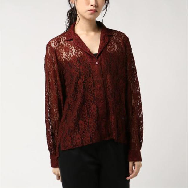 moussy(マウジー)のMOUSSY OPEN COLLAR LACE SHIRT レディースのトップス(シャツ/ブラウス(長袖/七分))の商品写真