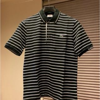 ラコステ(LACOSTE)の【なか様専用】ラコステ　ストライプポロシャツ　ブラック　サイズ3(ポロシャツ)