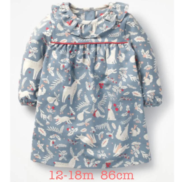 Boden(ボーデン)のmini boden ♡ ワンピース フリル ブルーグレー クリスマス キッズ/ベビー/マタニティのベビー服(~85cm)(ワンピース)の商品写真