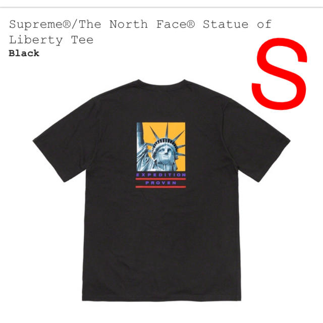 supreme × ノースフェイス　Tシャツ　S ブラック　自由の女神