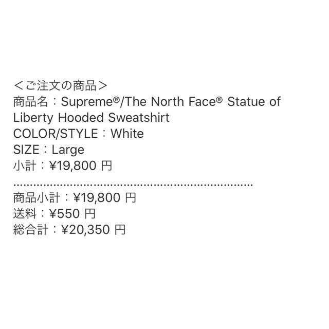 Supreme ノースフェイス  Statue of Liberty パーカーL