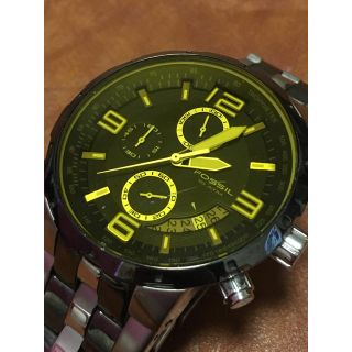 フォッシル(FOSSIL)のフォッシル クロノグラフ イエローガラス メンズ 腕時計 CH−2537 (腕時計(アナログ))