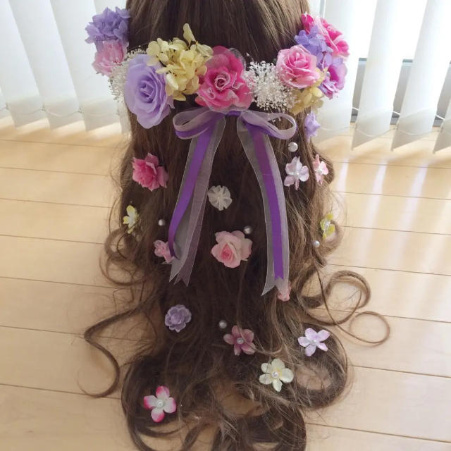 ラプンツェル髪飾り 紫♡ピンク