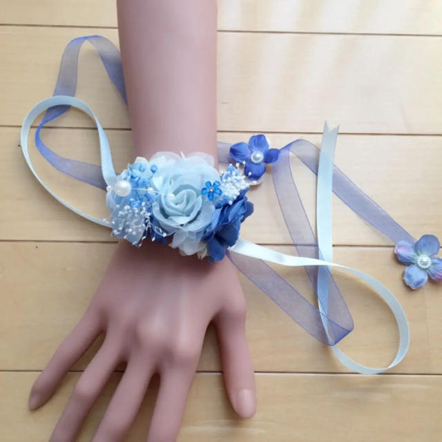 花かんむり♡リストブーケ 青♡水色の通販 by ❀mi❀flower♡happy