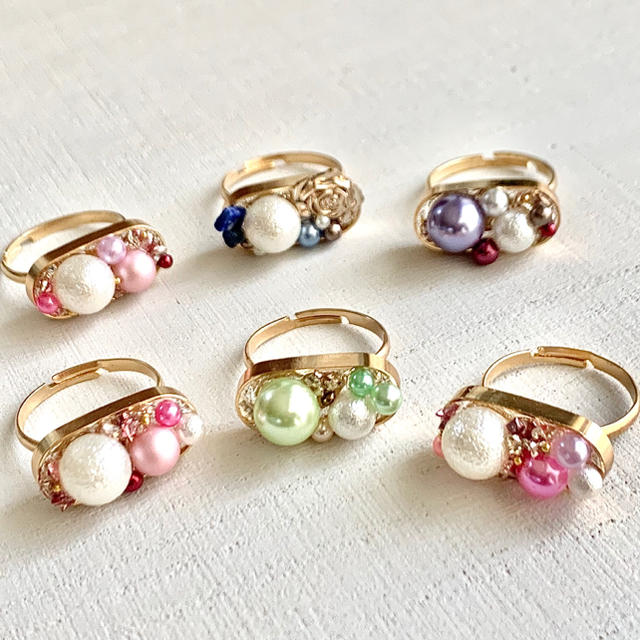 ［R013］パールリング♪ブルー系 レディースのアクセサリー(リング(指輪))の商品写真