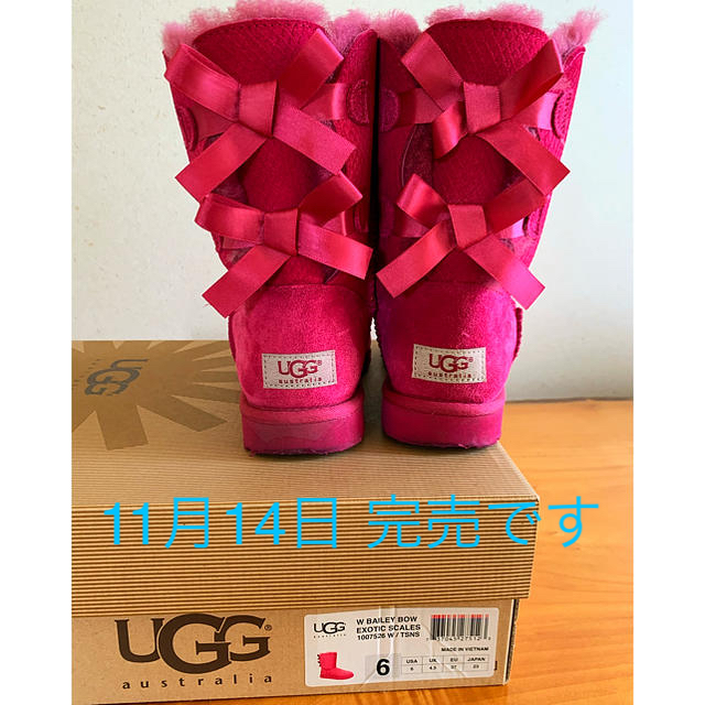 新品 正規品 UGG アグ ベイリーボウ リボン ブーツ ピンク 6 23