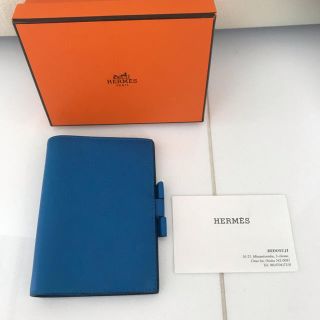 エルメス(Hermes)のエルメス 手帳カバー ブルー ◽︎R 刻印美品  アジェンダ(手帳)