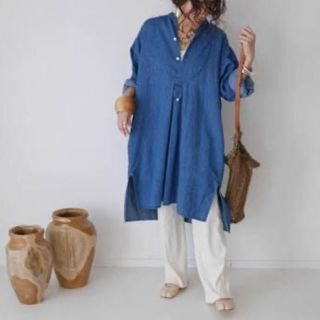 LINEN DENIM VINTAGE  DRESS TUNIC(チュニック)