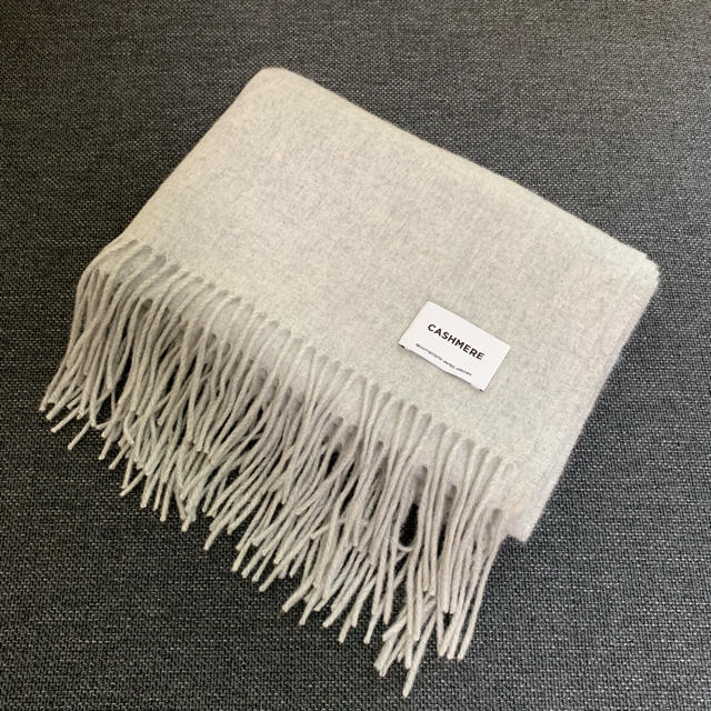 美品◇ユナイテッドアローズ カシミア100% 大判ストール ライトグレー