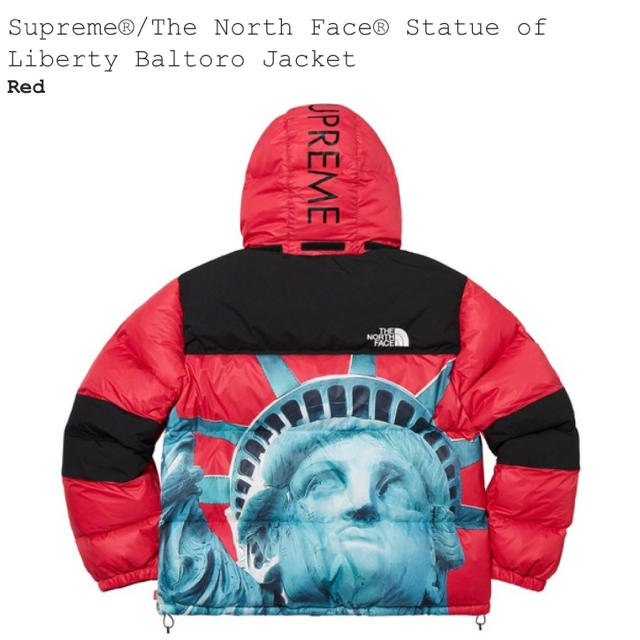 Supreme ノースフェイス バルトロジャケット 自由の女神 ダウン レッド