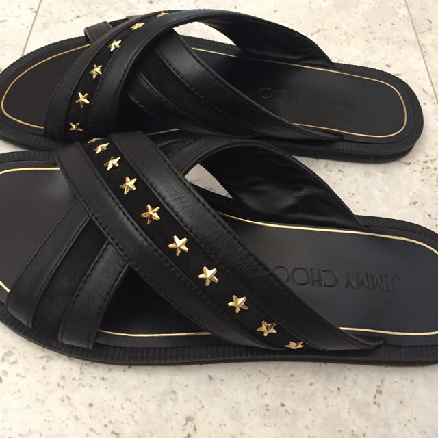 Jimmy Choo 22.5サンダル イタリア製 本革 黒 /EC44