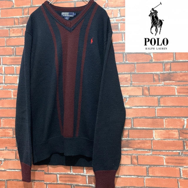 POLO RALPH LAUREN(ポロラルフローレン)の【希少】 Ralph Lauren ラルフローレン Vネックセーター ニット メンズのトップス(ニット/セーター)の商品写真