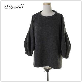 カワイイ(cawaii)の【美品】七分袖パフスリーブカットソー グレー【即完売品】(カットソー(長袖/七分))