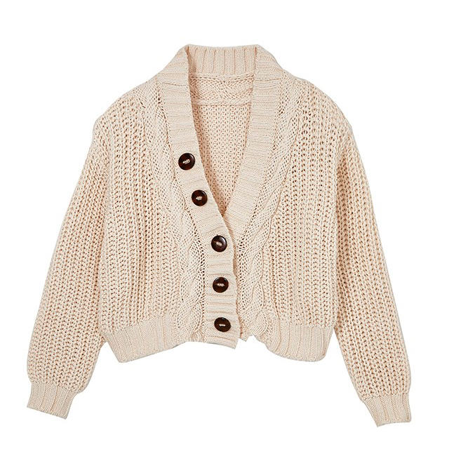 Her lip to Cropped Knit Cardigan