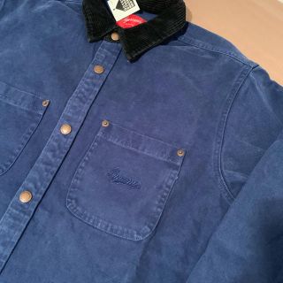 Supreme Script Canvas Snap Shirt navy