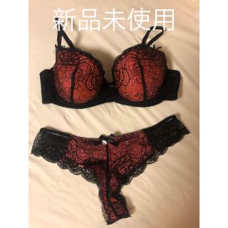 ☆新品☆ オレンジ×レース　ブラ＆ショーツ(ブラ&ショーツセット)