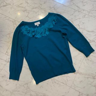 ローラアシュレイ(LAURA ASHLEY)のLAURA ASHLEY (ローラアシュレイ) 花モチーフ 七分袖 ニット(ニット/セーター)